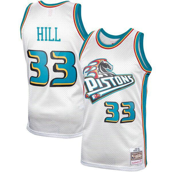 Camiseta Grant Hill Detroit 33 Detroit Pistons Classics Platinum Swingman Azul Hombre